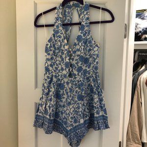 Floral Lace-Up Romper